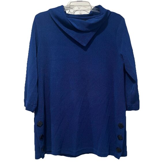 Yushi Blouse Top Size M/L Textured Asymmetrical Collar Art to Wear 3/4 Sleeve - Picture 1 of 5